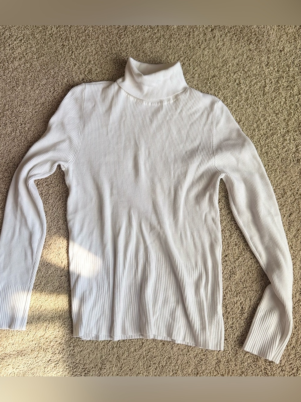 White House Black Market Cream Ribbed Turtleneck Sweater
